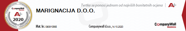 Digitalni certifikat bonitetne izvrsnosti poduzeću Marignacija d. o. o.